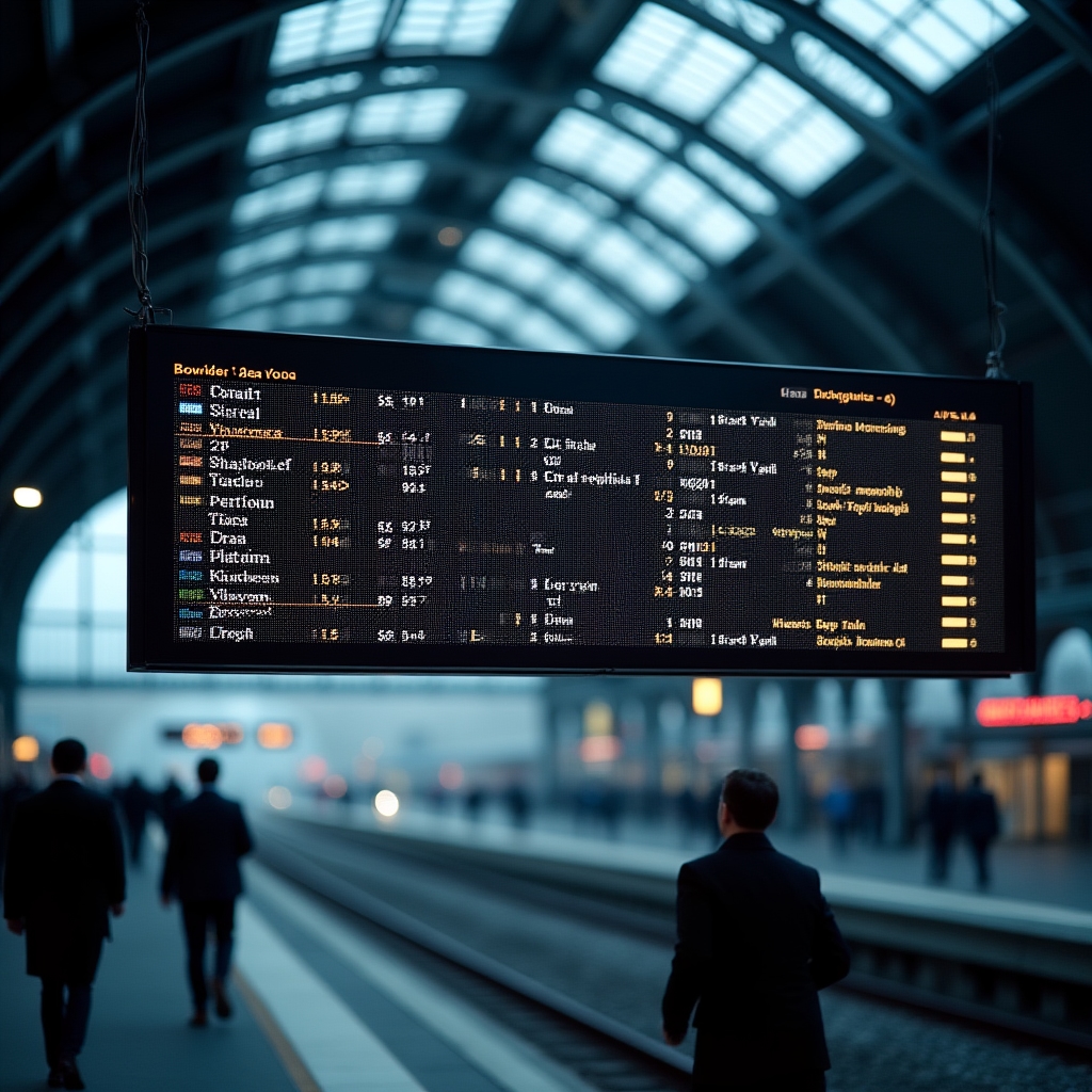 Informationstafel an einem österreichischen Bahnhof